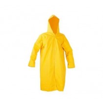 CAPA DE CHUVA DE PVC COM FORRO AMARELO