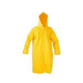 CAPA DE CHUVA DE PVC COM FORRO AMARELO