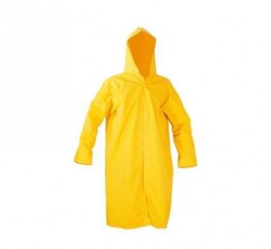 CAPA DE CHUVA DE PVC COM FORRO AMARELO